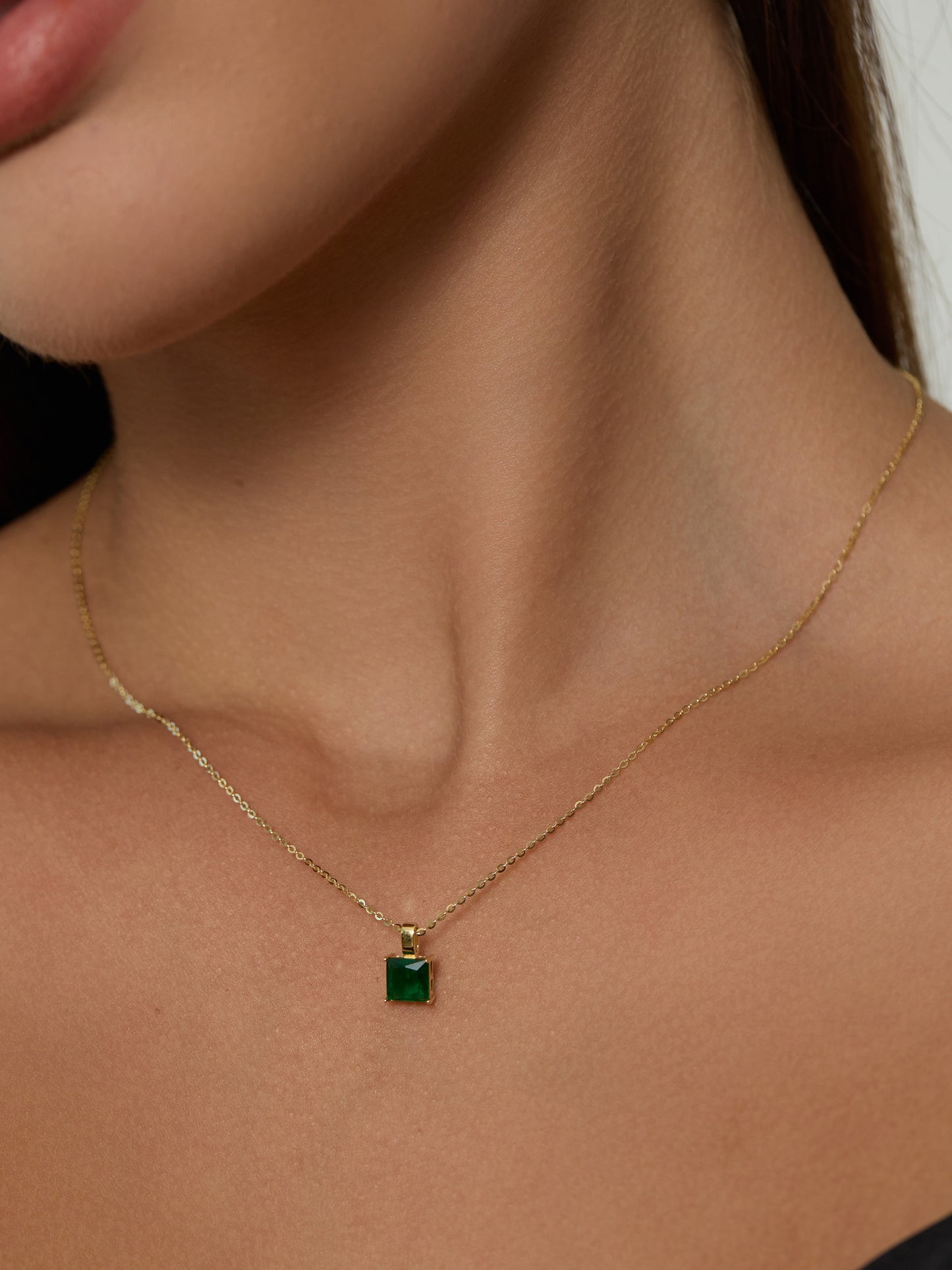 Emerald Cube Necklace