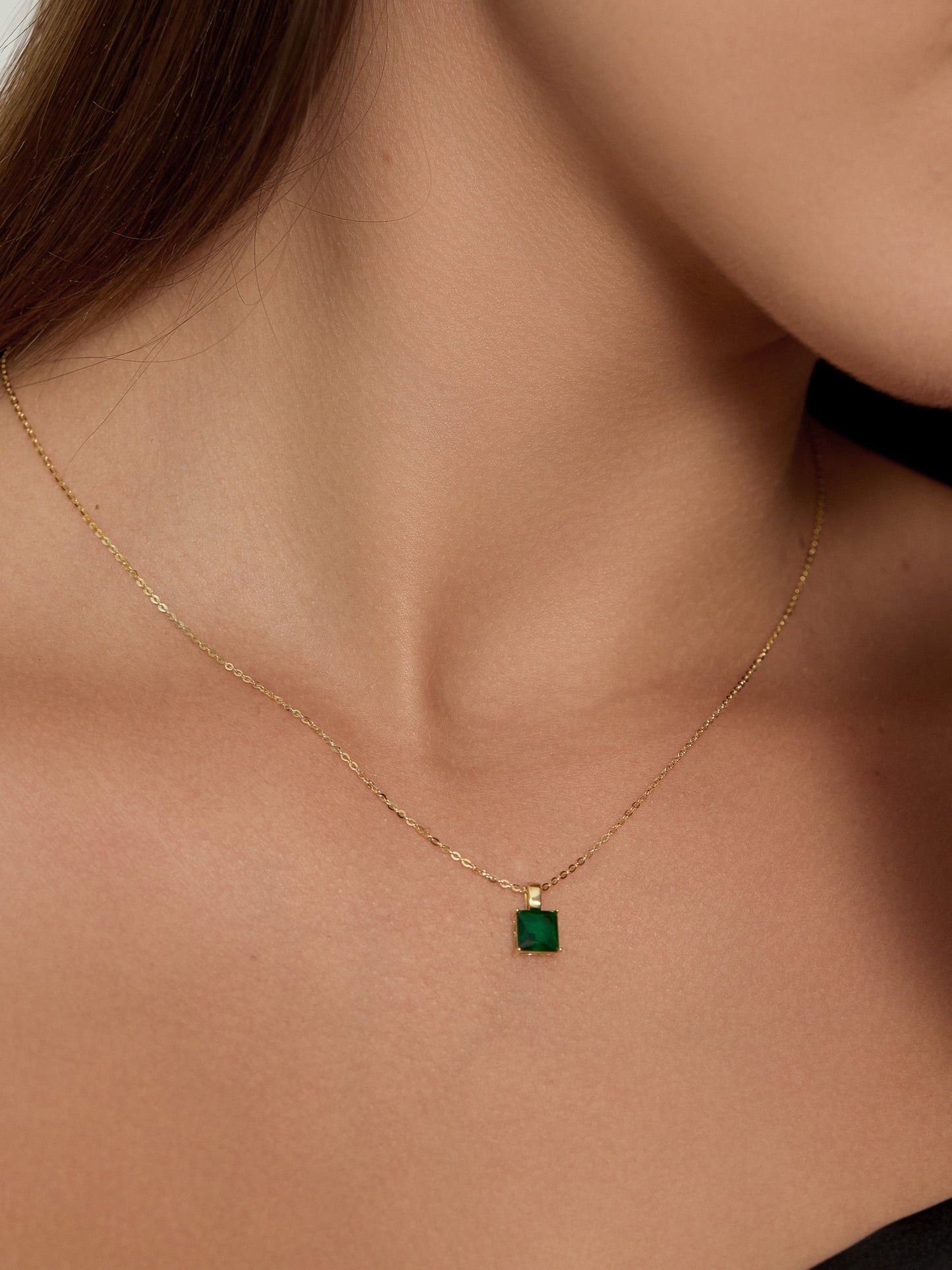 Emerald Cube Necklace