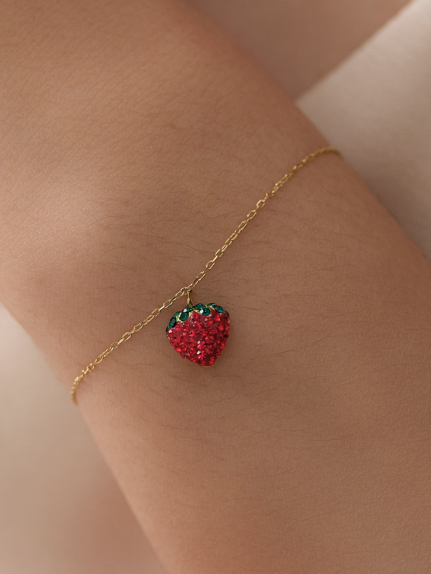 14K Gold Platted Strawberry Bracelet