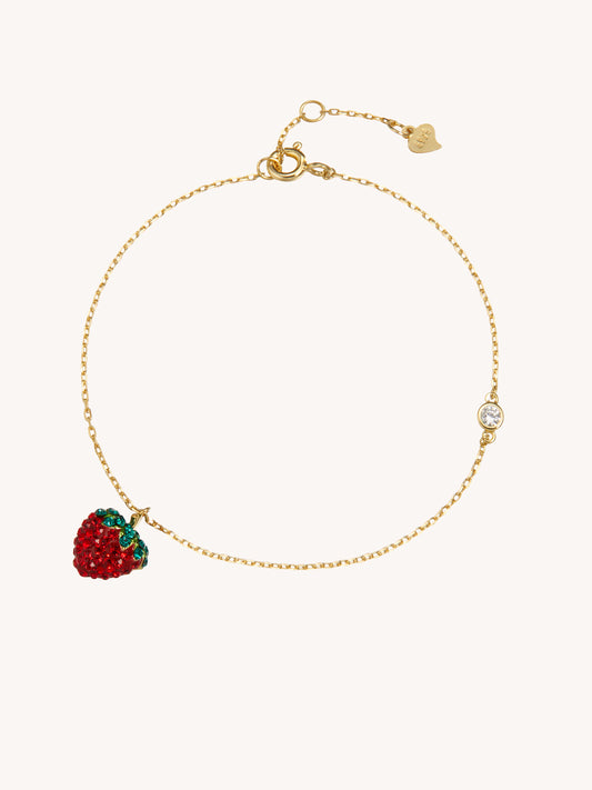 14K Gold Platted Strawberry Bracelet