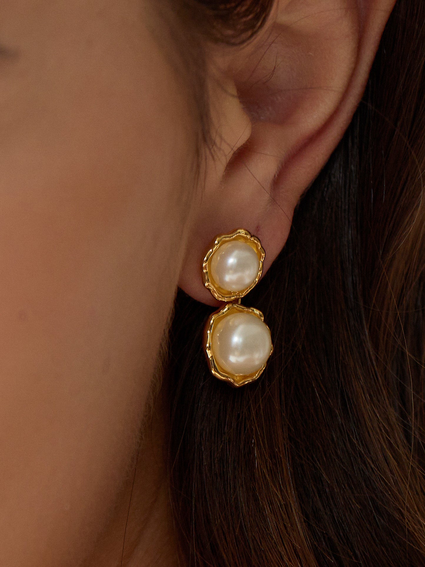 14K Gold Plated Venus Pearl Earrings
