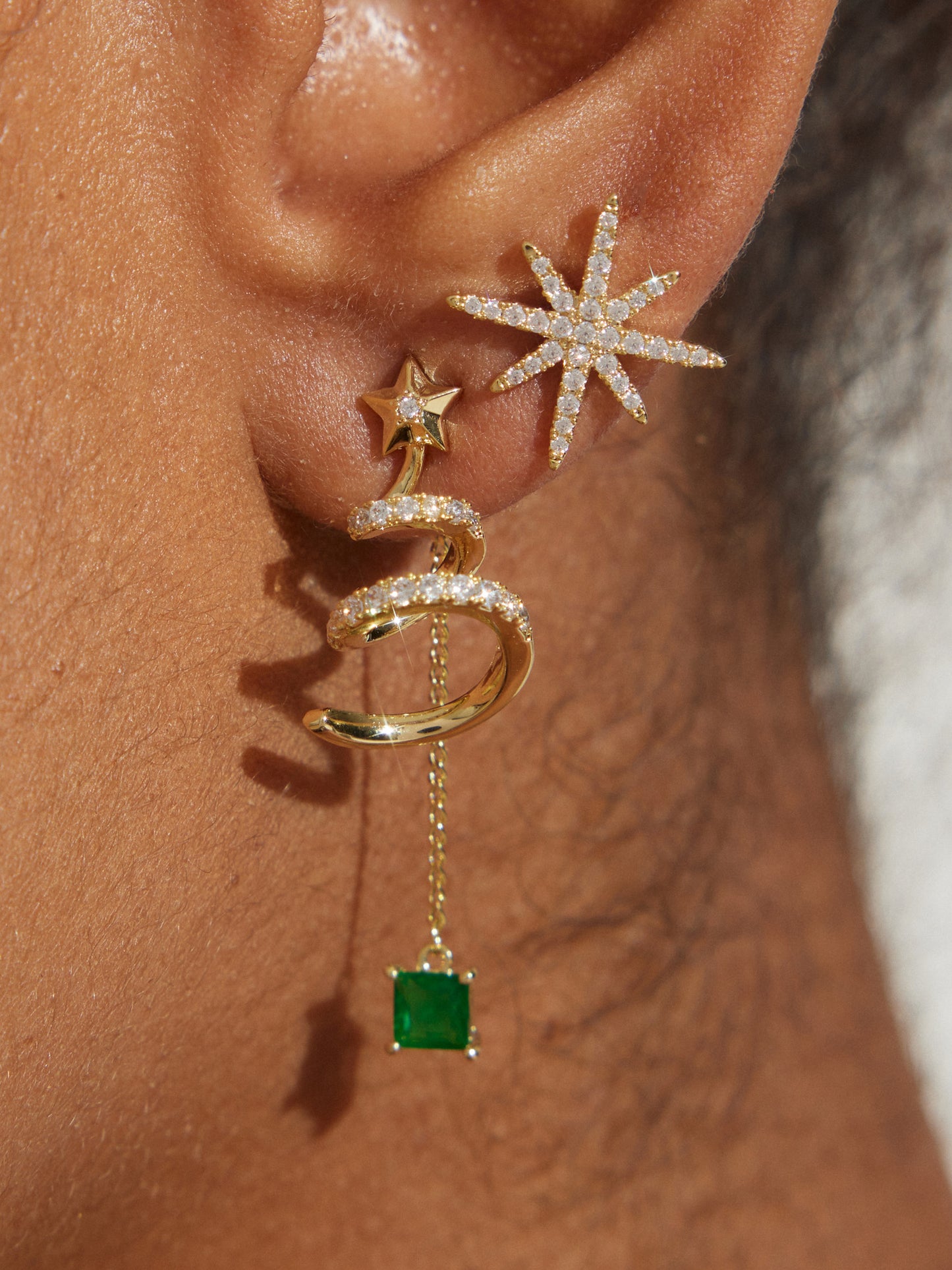 Swirl Christmas Tree Asymmetric Earrings