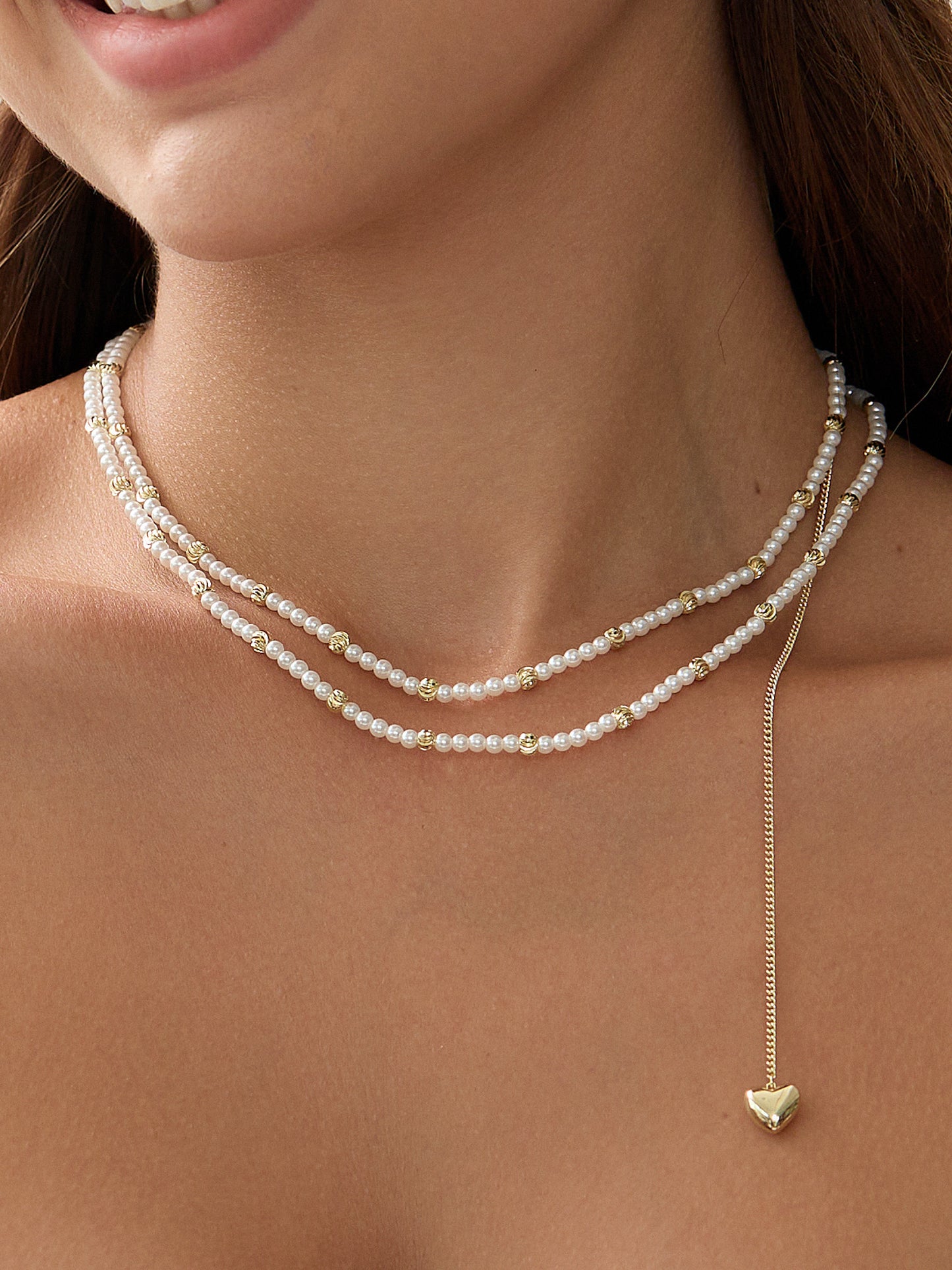 14K gold plated Poise and Pearls Necklace
