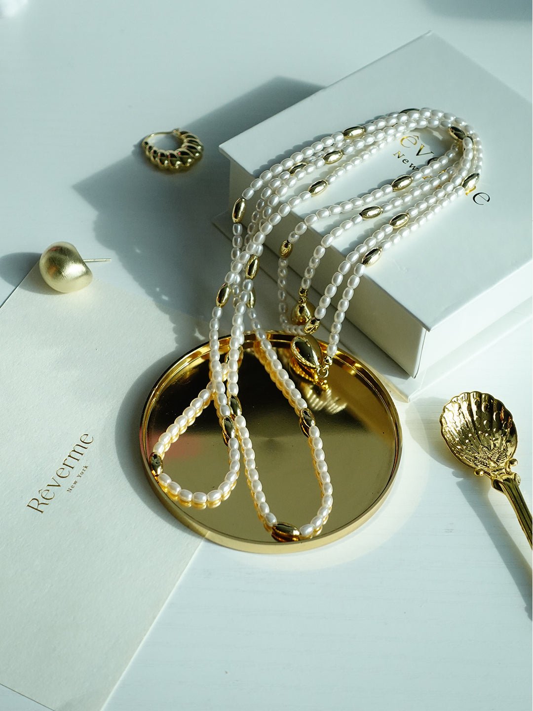 14K gold plated Lustrous Teardrop Pearl Lariat - Revermejewelry