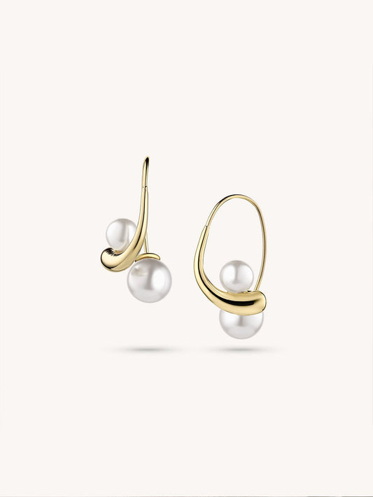 14K Gold Plated Pearl Rhythm Earrings - Revermejewelry
