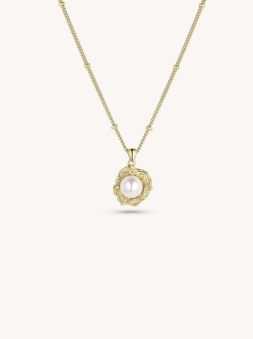 14K Gold Plated Silver Pearl Blossom Necklace - Revermejewelry