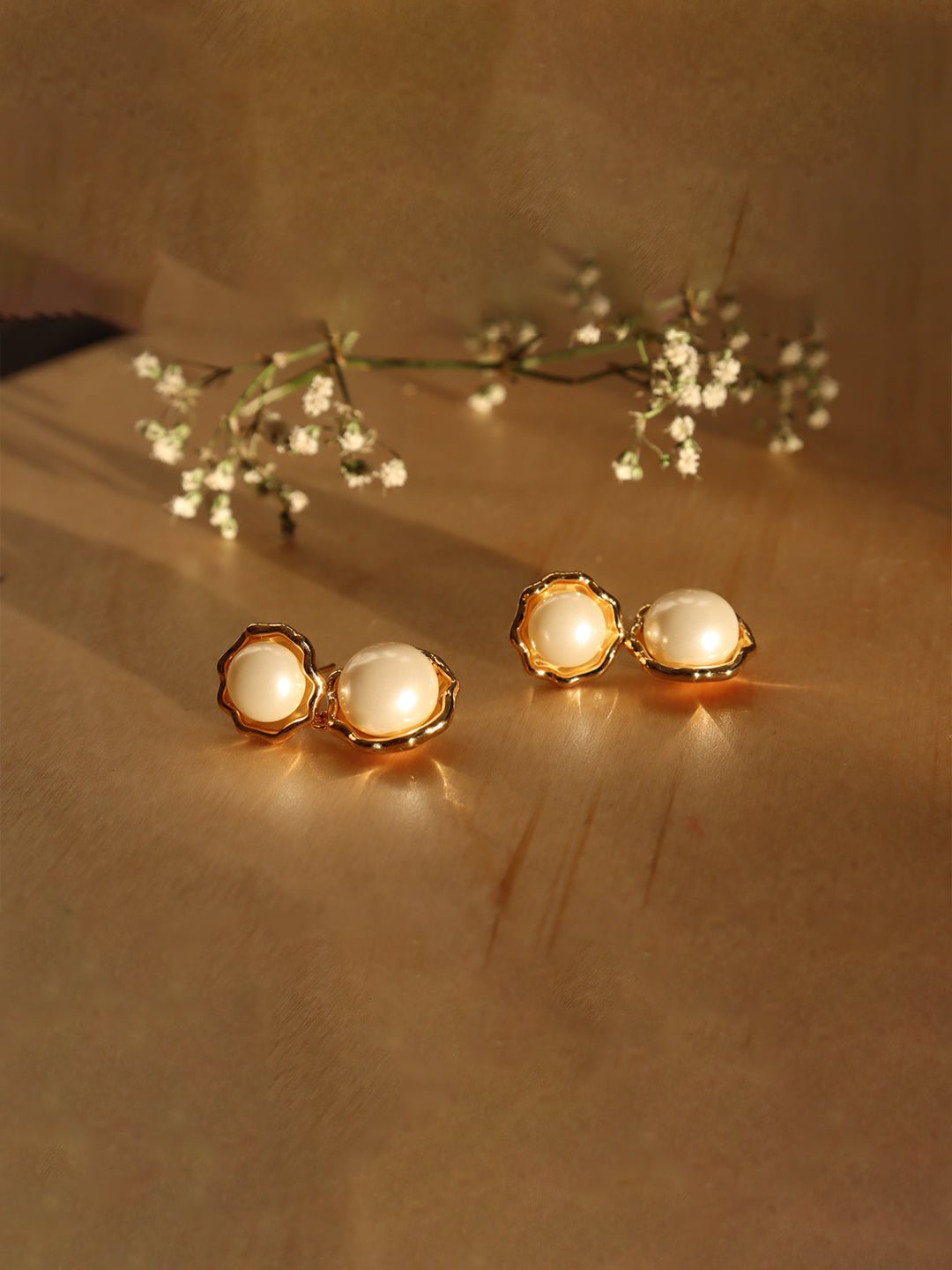14K Gold Plated Venus Pearl Earrings - Revermejewelry