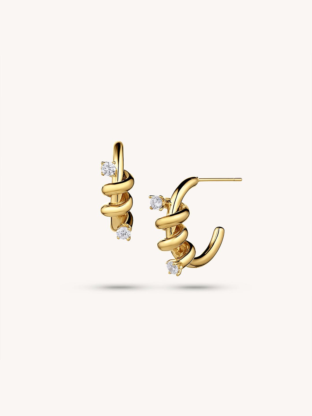 24K/White Gold Plated Silver Radiant Twist Earrings - Revermejewelry