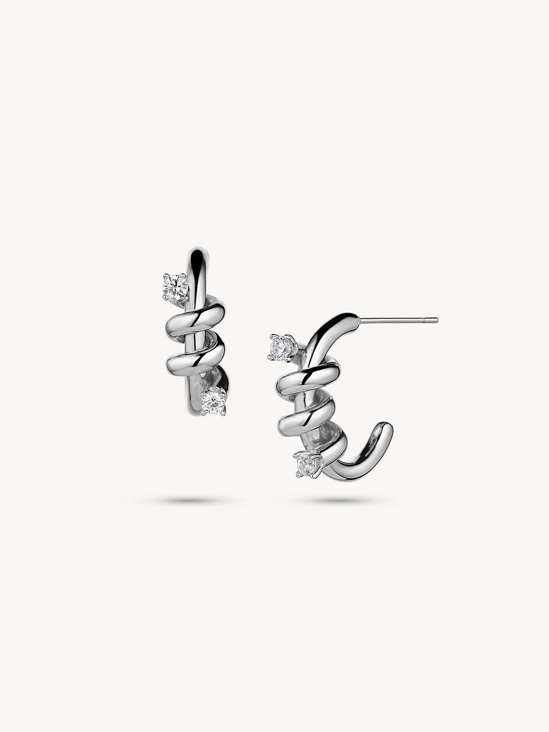 24K/White Gold Plated Silver Radiant Twist Earrings - Revermejewelry